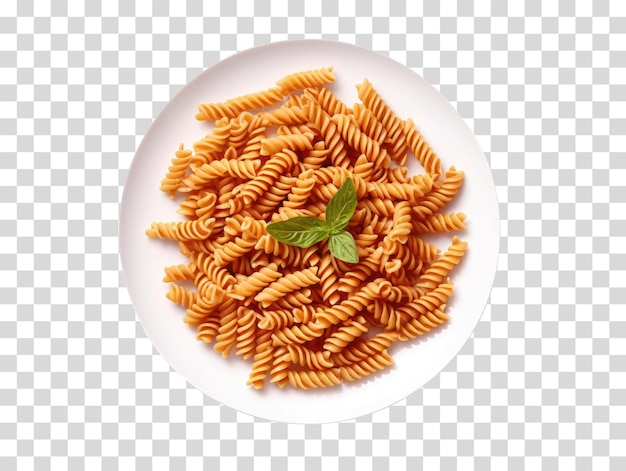 PSD a plate of pasta with a green leaf on it