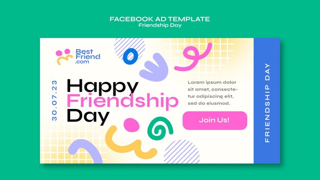 PSD platte ontwerp vriendschapsdag facebook-sjabloon