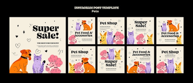 PSD platte ontwerpsjabloon voor huisdieren