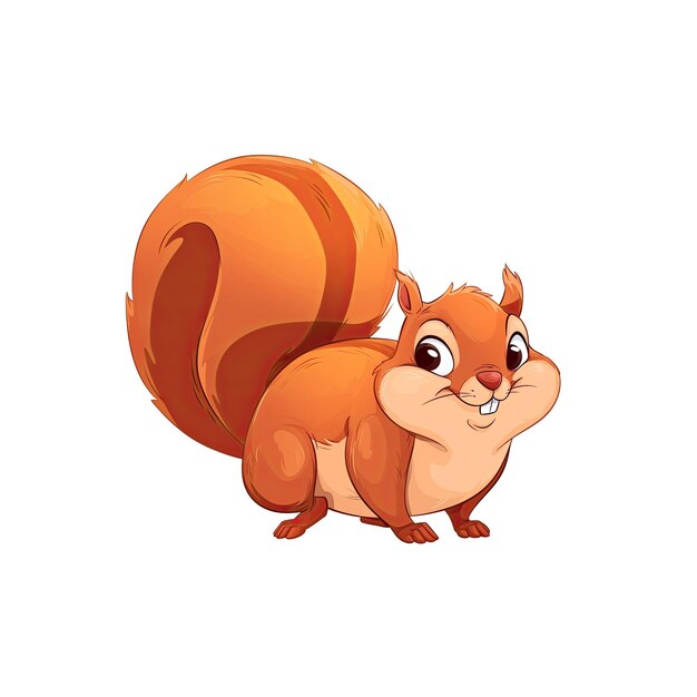 PSD playful squirrel cartoon its cheeks bulging cartoon illustration