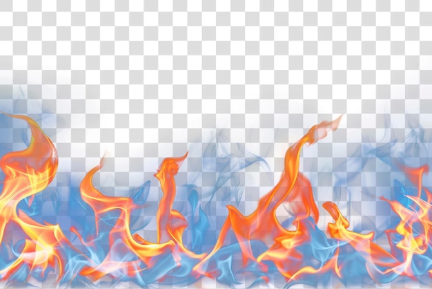 PSD png blue fire flame border bonfire