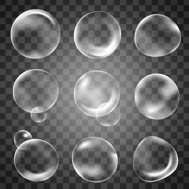 PSD png clear bubble design element set