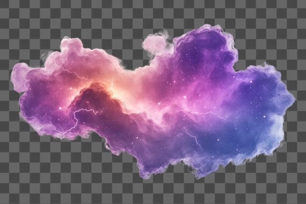 PSD png colorful cosmic cloud with lightning