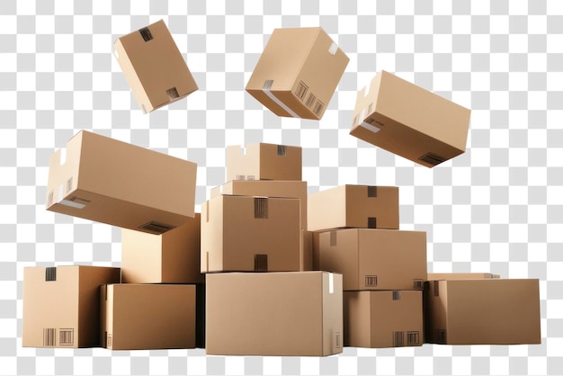 PSD png delivery boxes cardboard pile containers