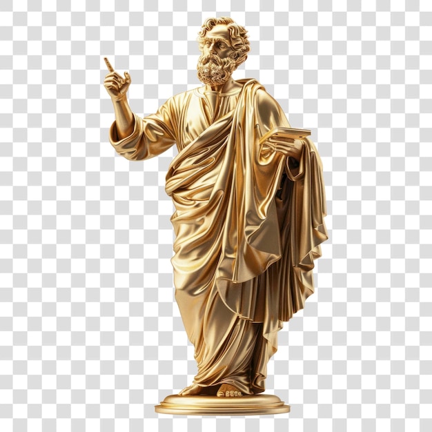 PNG Golden statue of ancient philosopher