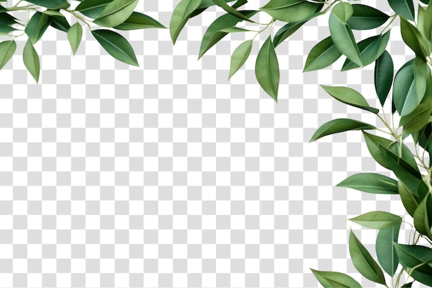 PSD png green leaves border backgrounds plant herbs