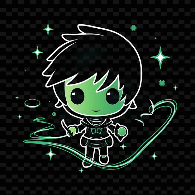 PSD png radiant rhythms unleashing creativity with sticker anime characters through neon lines