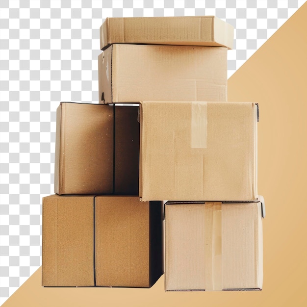 PSD png stacked cardboard boxes for moving