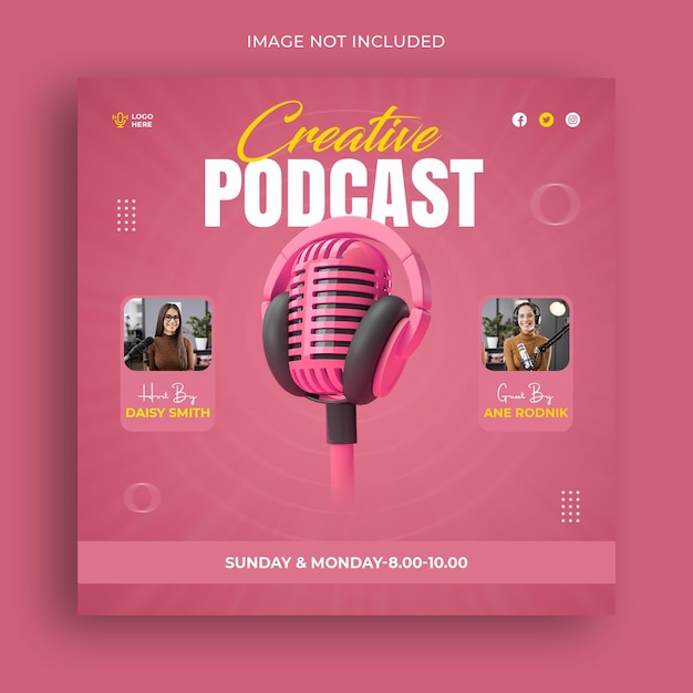 Podcast talk show wydarzenie media społecznościowe kwadratowy szablon projektowania postów banerowych