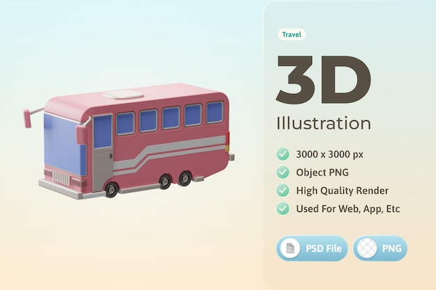 PSD podróż obiekt autobus ilustracja 3d