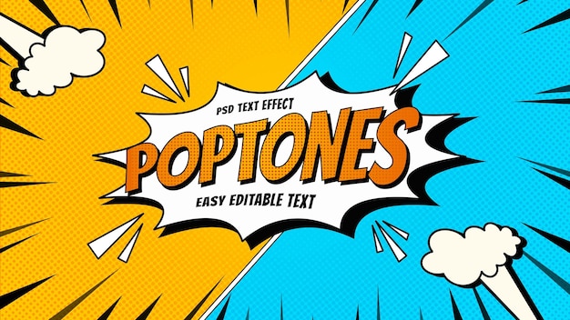 PSD poptones comic text effect