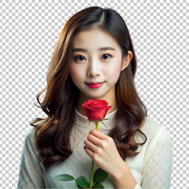 PSD portrait of asian woman with the rose