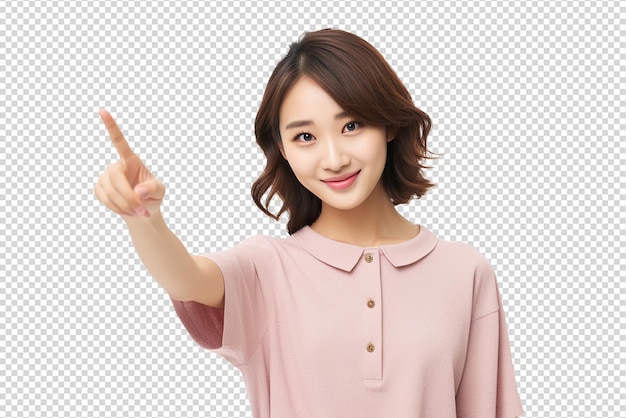 PSD portrait of a beautiful young asian woman smiling isolated on a transparent background