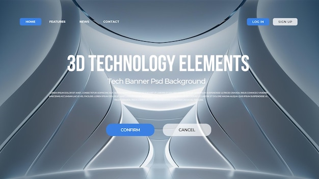 PSD a poster for the brand of technology features a blue and white background