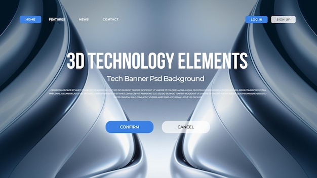 PSD a poster for the brand of technology features a blue and white background