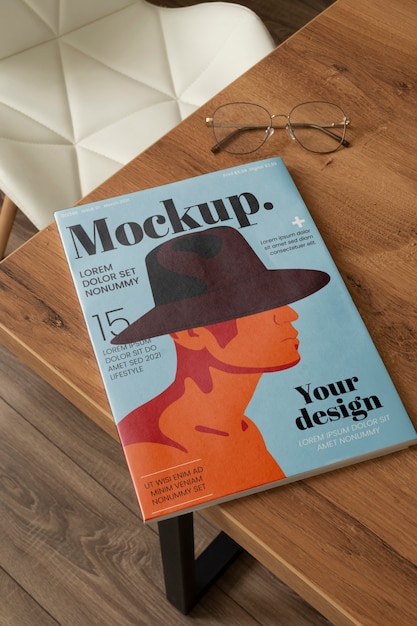 Poster on elegant magazine mock-up