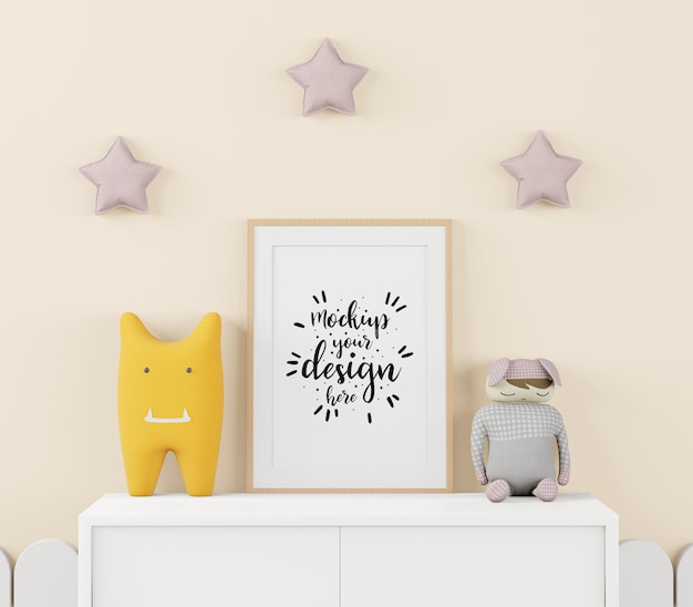 Poster Frame in Children's bedroom Psd Mockup