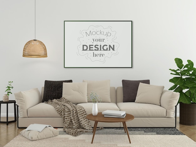 Poster Frame in living room  Mockup