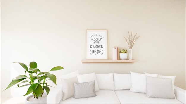 PSD poster frame in living room  mockup