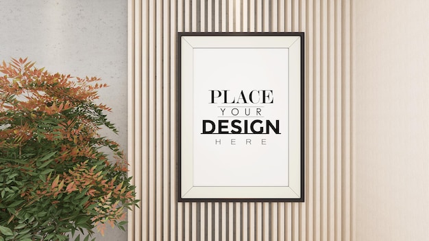 PSD poster frame in living room mockup