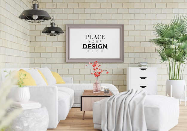 Poster Frame in living room Mockup