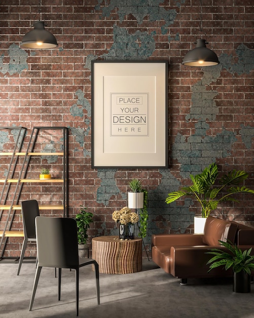 Poster Frame in living room Mockup