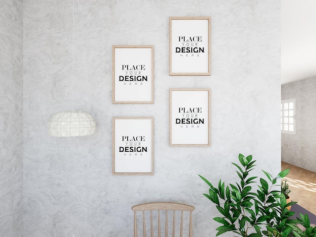 Poster Frame in living room Psd Mockup