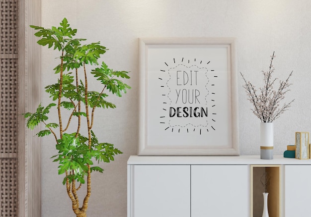 Poster Frame in living room Psd Mockup