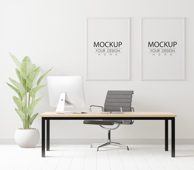 Poster Frames in office Mockup