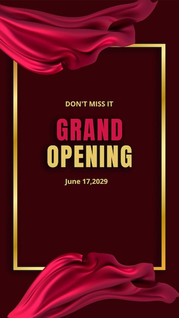 PSD a poster for grand opening is shown with a gold border