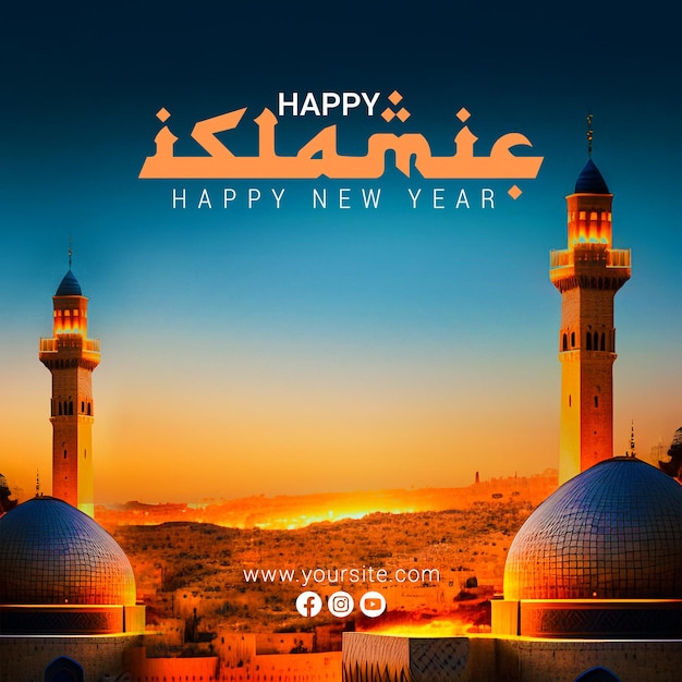 A poster for a Islamic new year with the words happy mahram