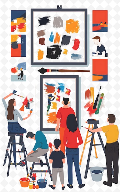 a poster that has a picture of people painting on it