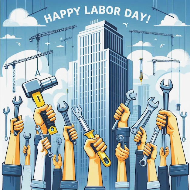 PSD a poster that says happy labor day on it