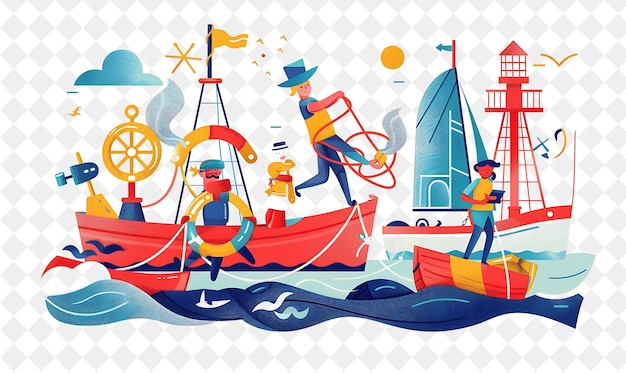 PSD a poster with a man and a boat with a sail and a sailboat