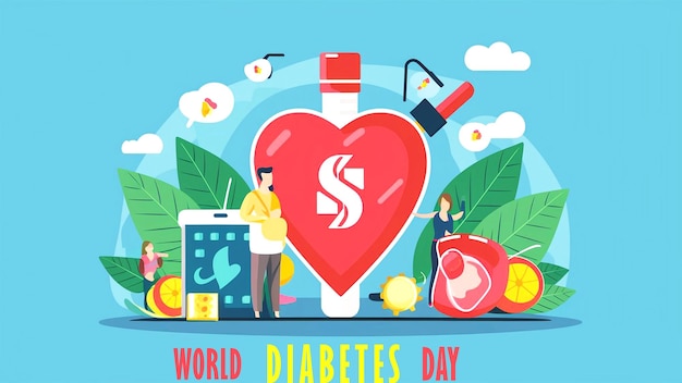 PSD a poster for world diabetes day featuring a world of health