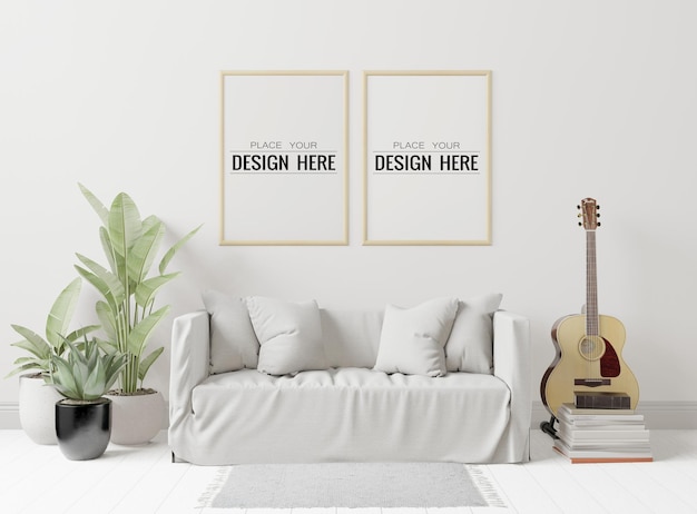 Posterframe in woonkamer Psd Mockup