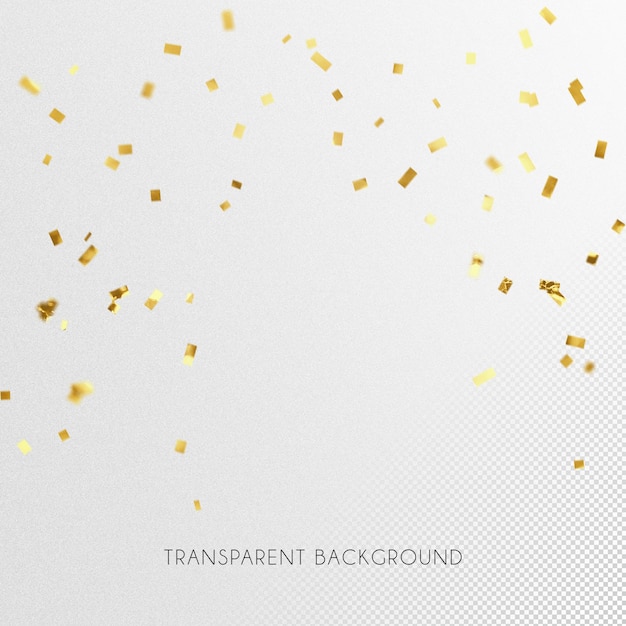 PSD prachtig gouden 3d confetti-effect met transparante achtergrond 1