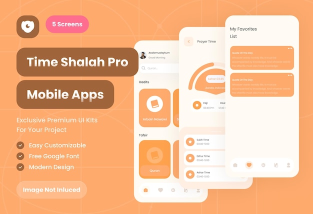 prayer muslim mobile apps ui kit template