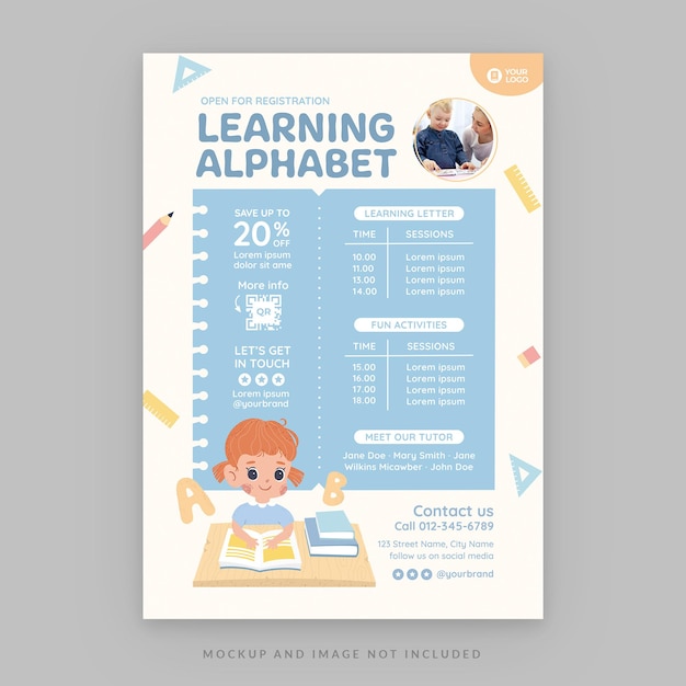 PSD preschool kindergarten class flyer template in psd v2