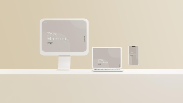 PSD presentation screen mockup desktop laptop phone