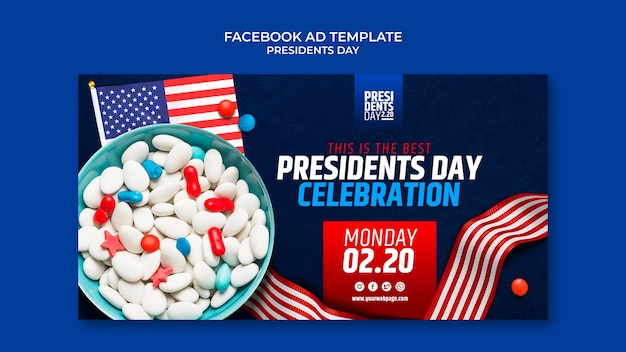 大統領の日のお祝いfacebookテンプレート