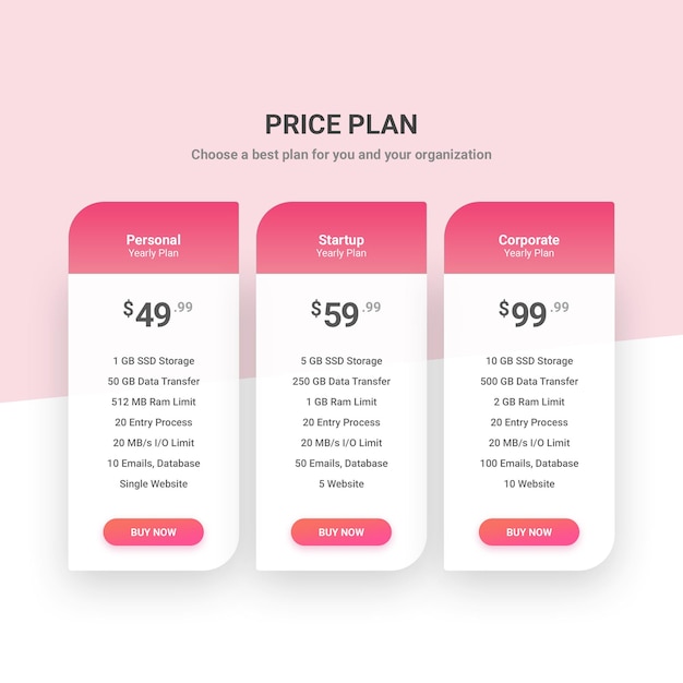 Price Plan Table Template