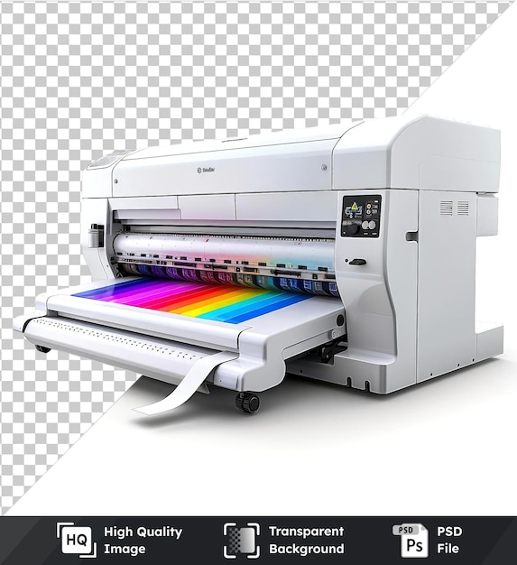 PSD printer isolated with black wheel and white sky