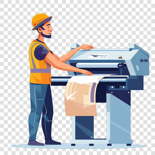 PSD printing worker illustration job