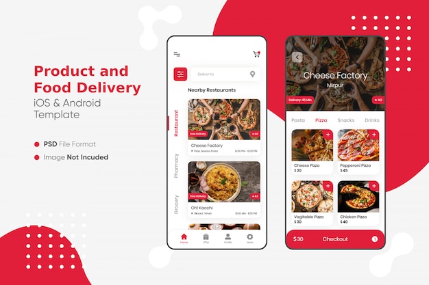 Product and food delivery app ui