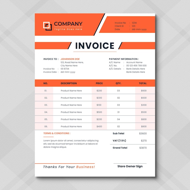 Professional Invoices Elegant bill form business invoice accounting template Cash Memo print Book