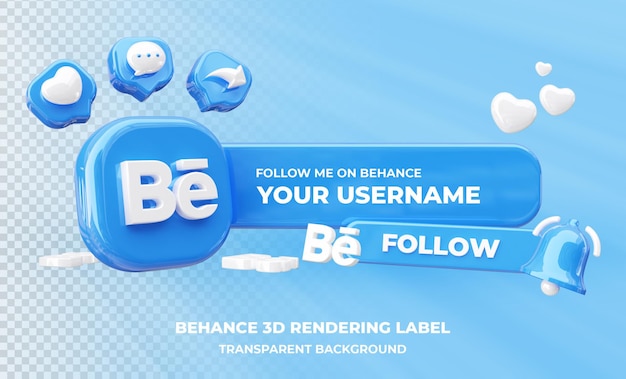 PSD profile on behance 3d rendering isolated