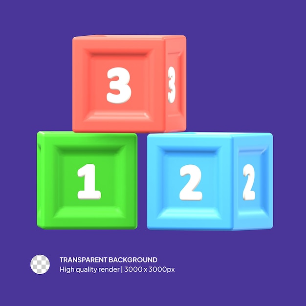 PSD psd 3d number blocks toy isolated background