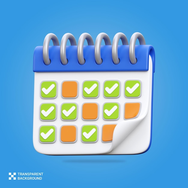 PSD psd 3d render calendar agenda icon illustration