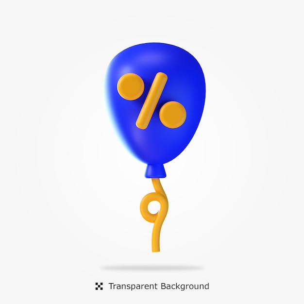 PSD 3D-rendering ballon korting 3D-pictogram geïsoleerde illustratie